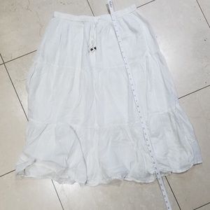 White Cotton Skirt W beaded Drawstring